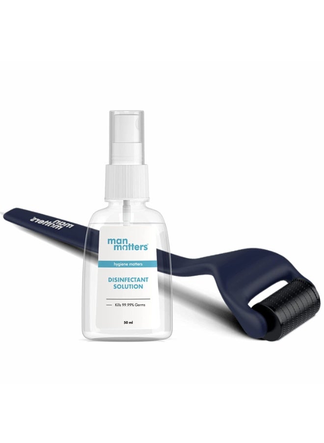 مان ماترز جهاز ديرما رولر المتطور من مان ماترز مع سائل معقم 50 مل | للشعر وفروة الرأس واللحية | مزود بـ 540 إبرة دقيقة من سبائك التيتانيوم مقاس 0.5 مم | يقلل من تساقط الشعر ويحفز بصيلات الشعر | آمن وفعال - Image 1